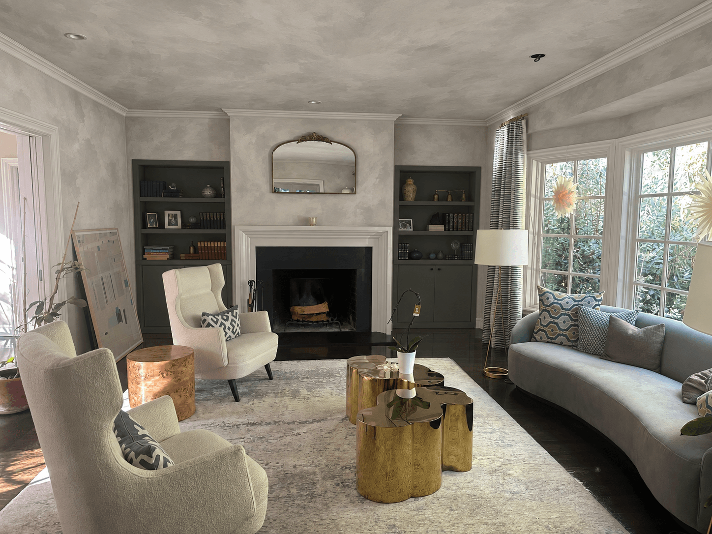 The room rendered in Slate lime wash